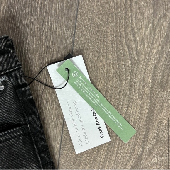 NWT Frank  and Oak Stevie Bermuda Jean Shorts High Waist Denim Black Size 25 - Picture 4 of 7